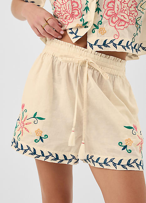 Accessorize Floral Embroidered Shorts | Kaleidoscope