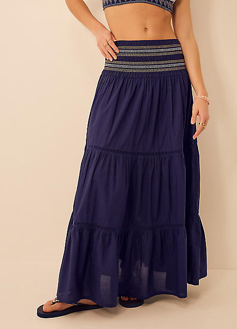 Accessorize Smocked Tiered Maxi Skirt | Kaleidoscope