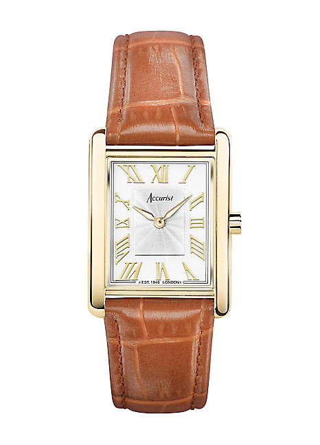 Accurist Ladies Rectangle Tan Leather Strap 26mm Watch Kaleidoscope