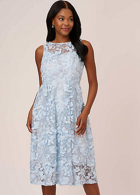 Adrianna Papell 3D Embroidery Fit Flare Dress Kaleidoscope