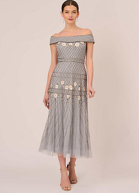 Adrianna Papell Beaded Long Dress