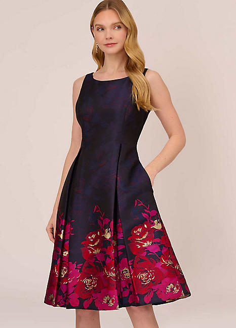 Adrianna Papell Border Jacquard Dress Kaleidoscope