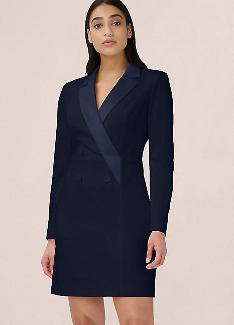 Adrianna Papell Crepe Tuxedo Sheath Dress