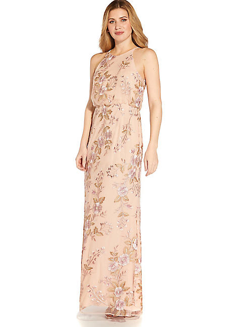 Adrianna Papell Embroidered Blouson Gown Kaleidoscope