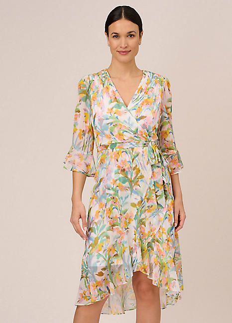 Adrianna Papell Floral Faux Wrap Dress Kaleidoscope