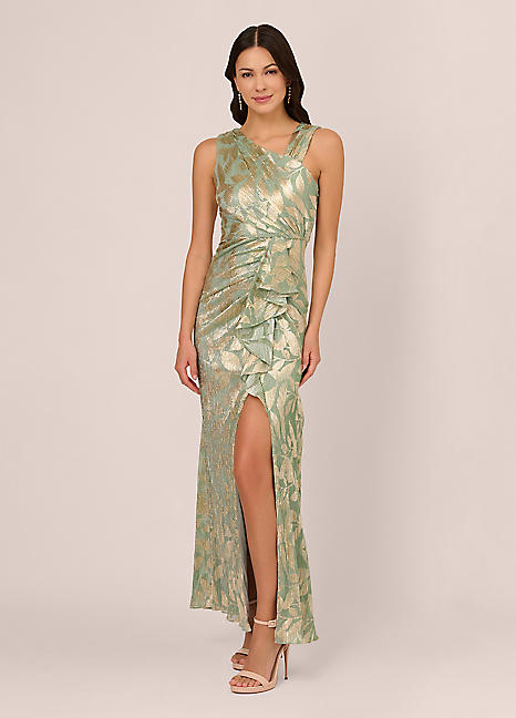 Adrianna Papell Foil Asymmetric Gown