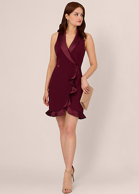 Adrianna Papell Halter Tuxedo Crepe Dress | Kaleidoscope