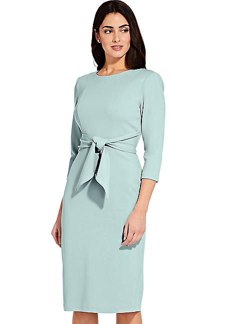 Adrianna Papell Knit Crepe Tie Waist Sheath Dress