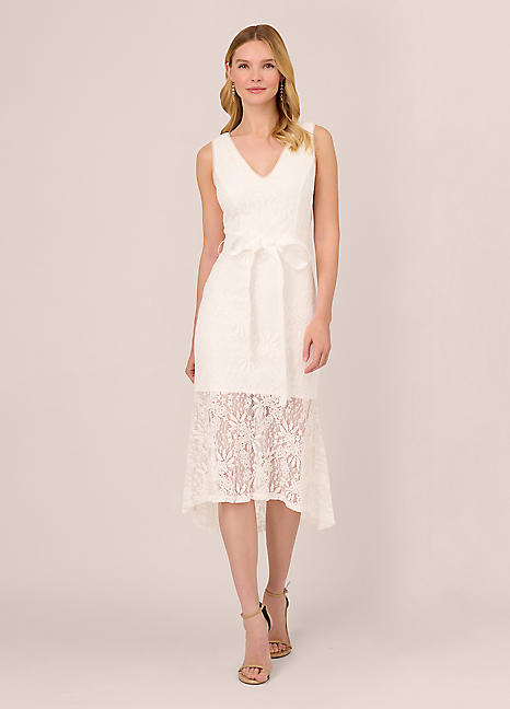 Adrianna Papell Lace Midi Flounce Dress Kaleidoscope