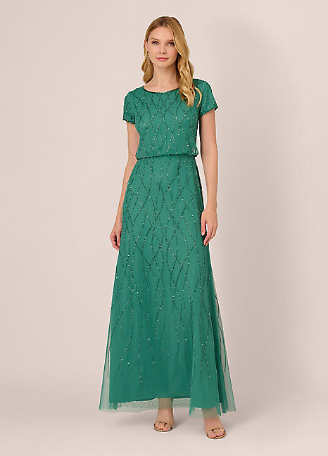 Adrianna Papell Long Beaded Dress