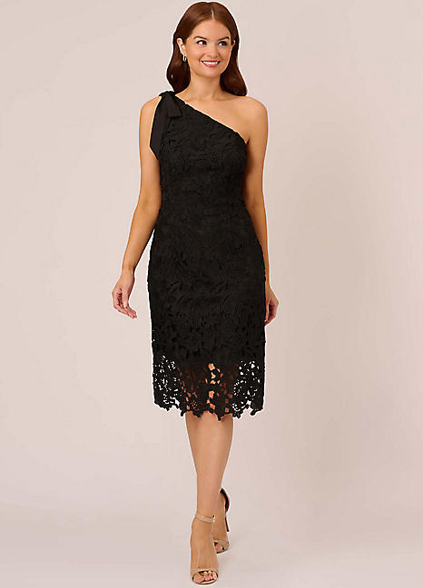 Adrianna Papell One Shoulder Lace Midi Dress Kaleidoscope