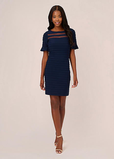 Adrianna Papell Pintuck Ruffle Dress