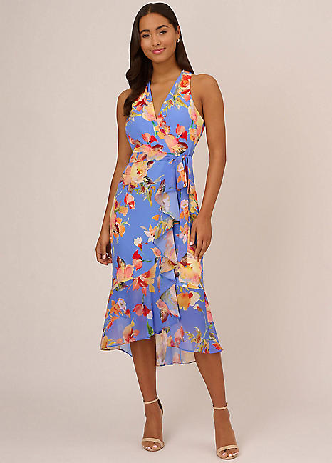 Adrianna Papell Printed Halter Midi Dress Kaleidoscope