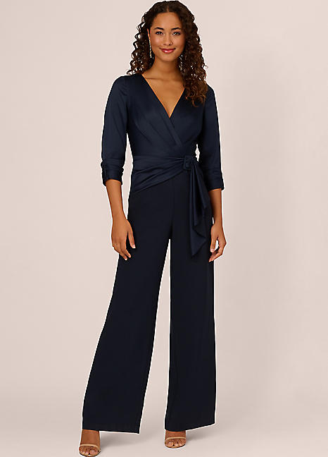 Adrianna Papell Satin Crepe Jumpsuit | Kaleidoscope