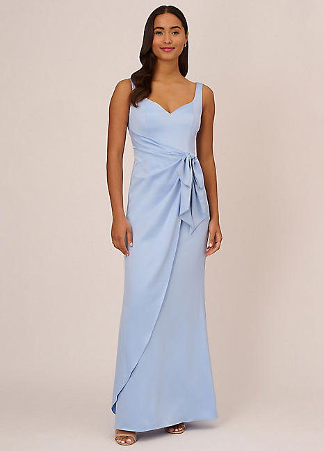 Adrianna Papell Satin Crepe Tie Waist Gown Kaleidoscope