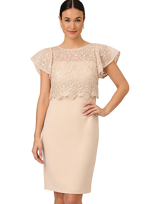 Adrianna Papell Sequin Guipure Crepe Dress Kaleidoscope