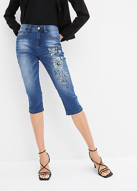 bonprix Butterfly Print Capri Jeans Kaleidoscope