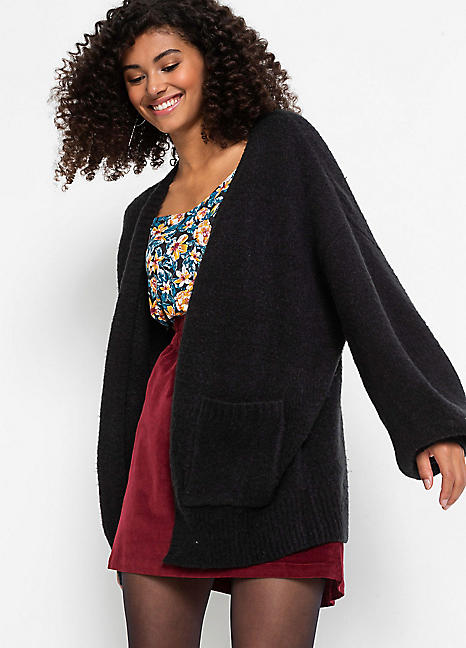 Plus size black cardigan with pockets best sale