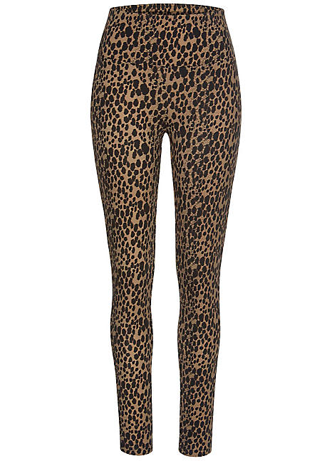 Leopard Print Leather Look Leggings