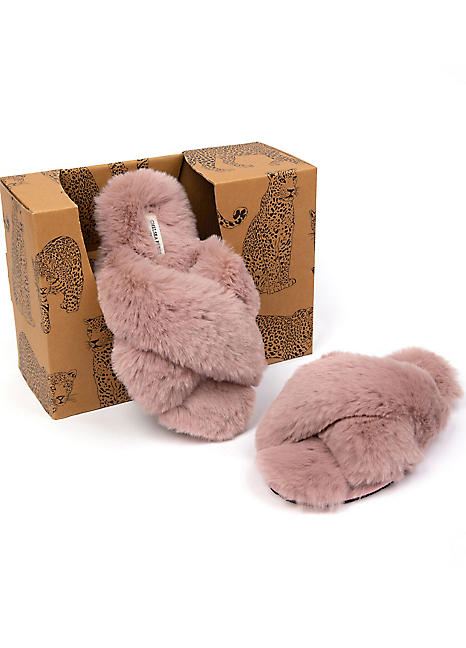 Fluffy sales cross slippers