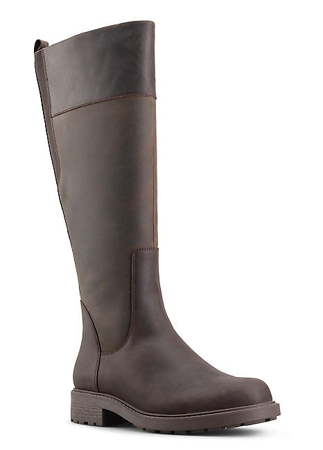 flat long leather boots