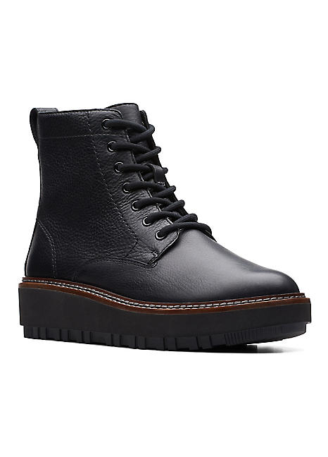 Clarks long clearance black leather boots