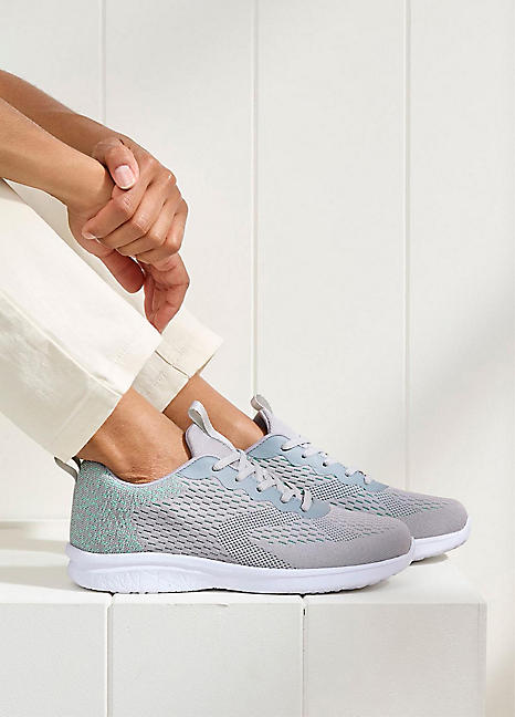 Cotton Traders Grey Memorylite Lace-Up Trainers Kaleidoscope