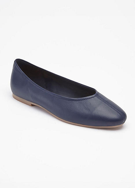 Cotton Traders Navy Grace Leather Slip On Shoes