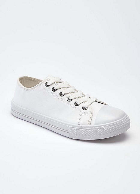 Cotton Traders White Lace-Up Trainers