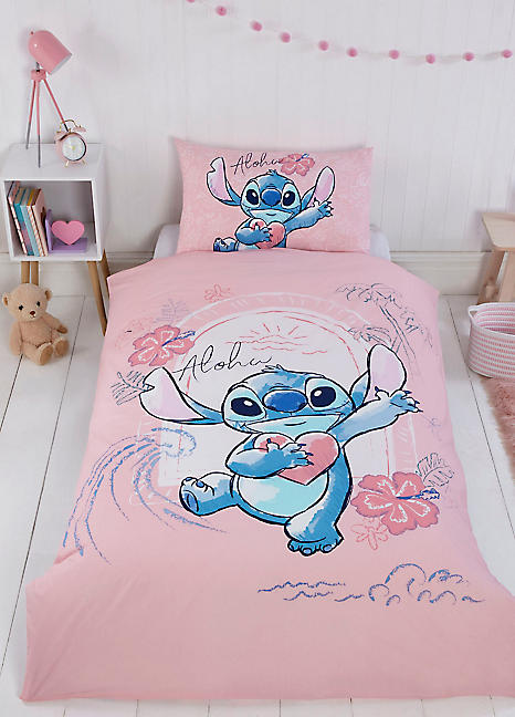 DISNEY Stitch single light blue cotton duvet cover and pillowcase