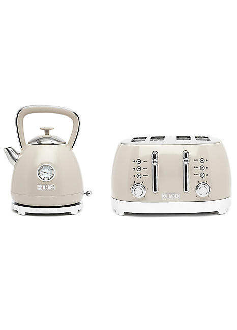 Haden Bristol Kettle Slice Toaster Twin Pack Putty