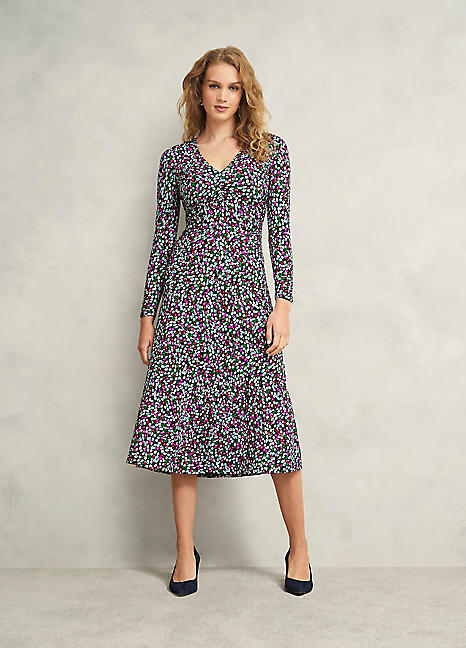 【Hobbs London】英国発！ Drew Jersey Dress ドット柄 Vネック Liberty Jersey Dress | Hobbs UK |