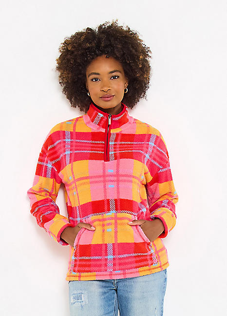 Joe Browns Check Pattern Half Zip Fleece | Kaleidoscope