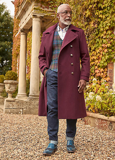 Joe Browns Contrast Trim Double-Breasted Longline Military Coat