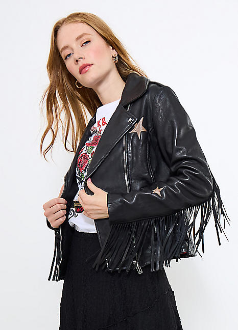 ジャケット・アウター Roen 05AW pierced leather biker jacket Joe Browns Statement Leather Biker Jacket | Kaleidoscope