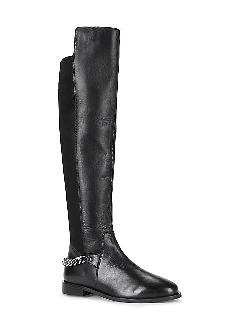 Kaleidoscope Black Leather Over Knee Boots Kaleidoscope