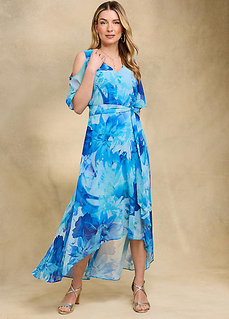 Floral Maxi Round Neck Ruffled Hem Printed Maxi Dress Kaleidoscope