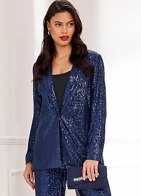 Something navy 2025 sequin blazer