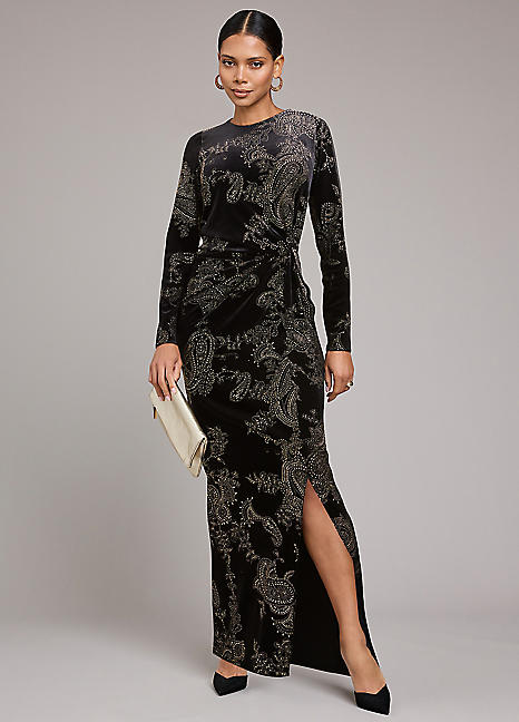 美品 ハーリップトゥ  Velour Long Dress Kaleidoscope Paisley Printed Velour Maxi Dress | Kaleidoscope