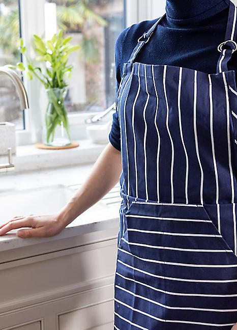 KitchenCraft Blue Butchers Stripe Cotton Apron | Kaleidoscope
