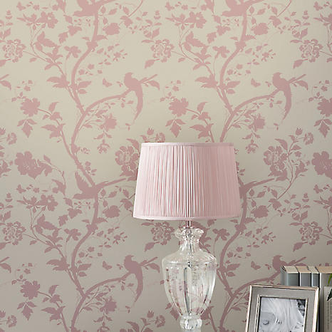 Laura Ashley Oriental Garden Pearlescent Wallpaper - Blush | Kaleidoscope