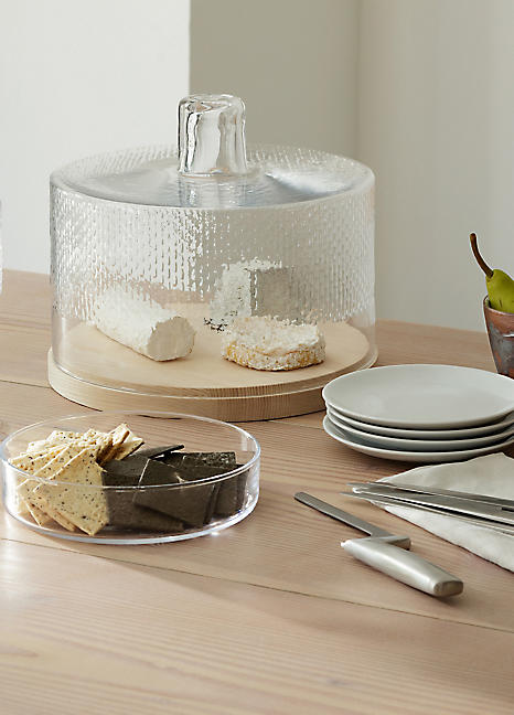 【Glass-roots】L.S.A dome Glass-roots】L.S.A dome Dome & Walnut Base 22cm, Clear | City