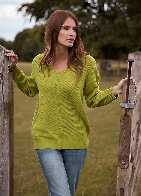 M&Co V-Neck Long Sleeve Knitted Jumper | Kaleidoscope