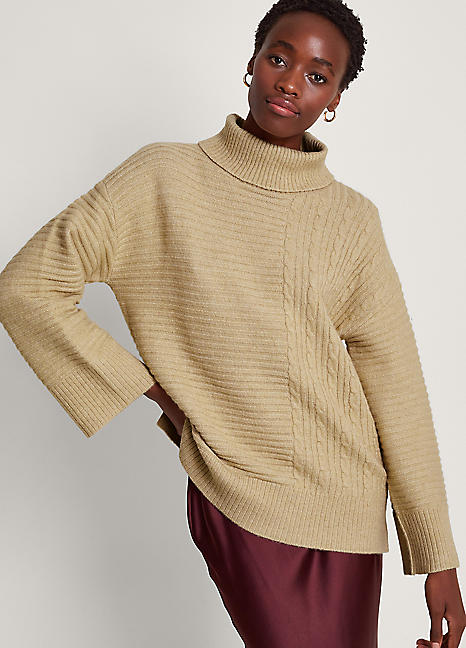 Beige cowl clearance neck jumper