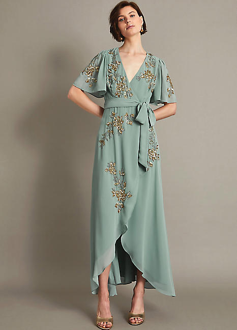 Monsoon Sequin Wrap Dress | Kaleidoscope