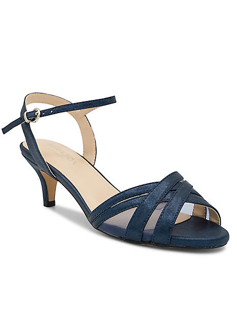 Navy blue mid hot sale heel sandals