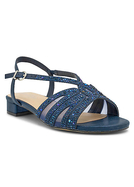 Navy wide fit discount block heel sandals