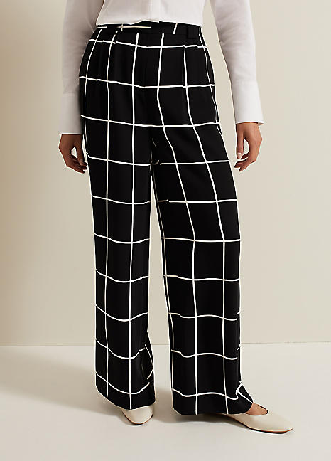 Checkered wide leg trousers best sale