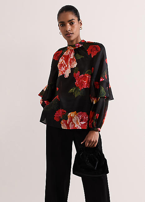 トップス acka russel volume blouse Volume Sleeve Blouse Black | NA-KD