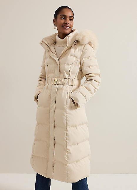 ジャケット・アウター eaphi big collar middle coat beige Phase Eight Dixie Long Puffer Coat | Kaleidoscope
